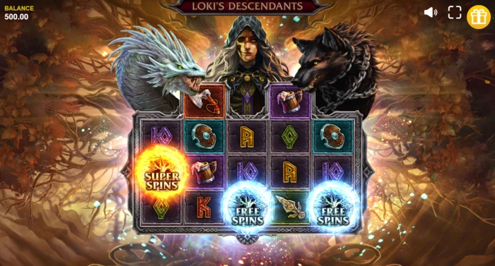 Loki's Descendants – aktyvuota Serpent funkcija su įstrižais Wild simboliais